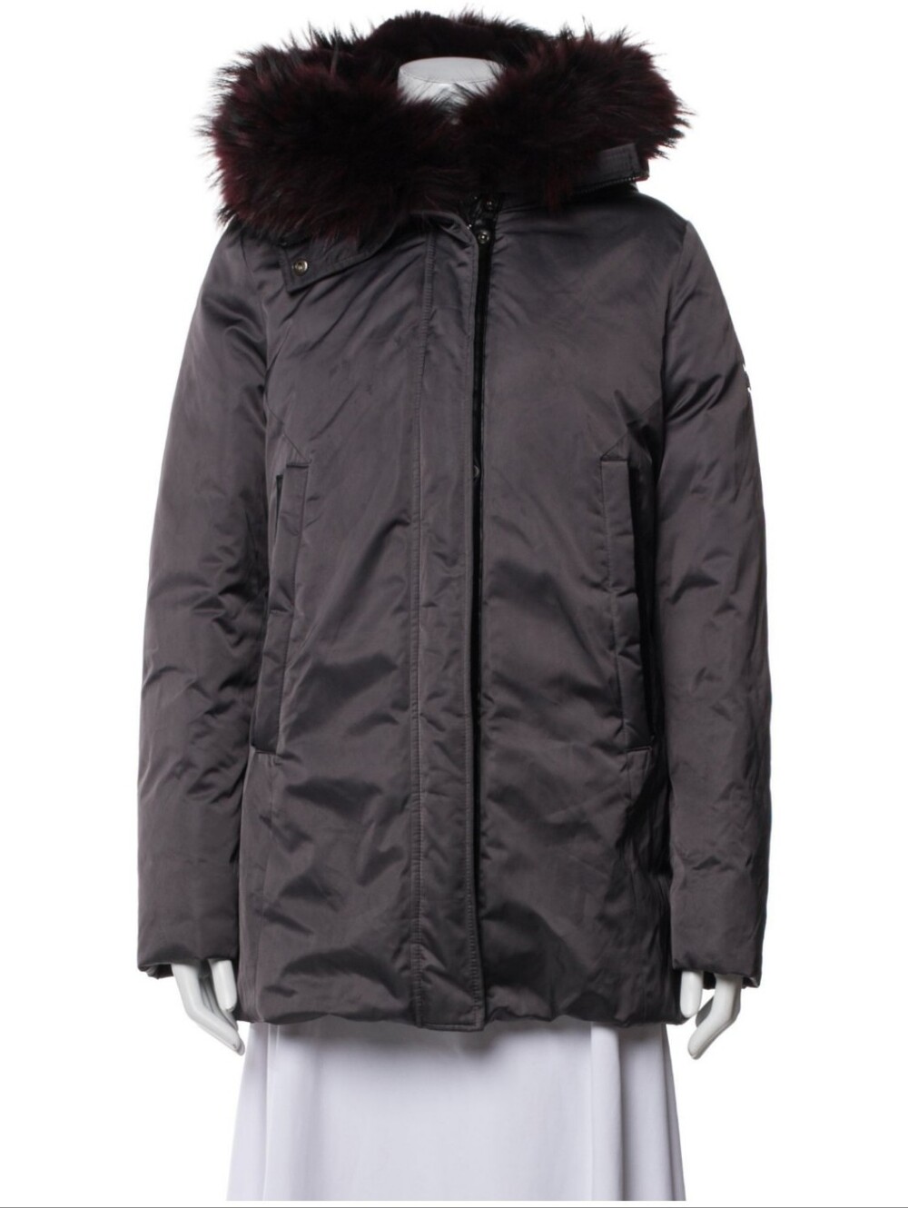 Dawn Levy Hooded Puffer Coat Fur Hoodie Full Zip Button Winter Jacket Sz M